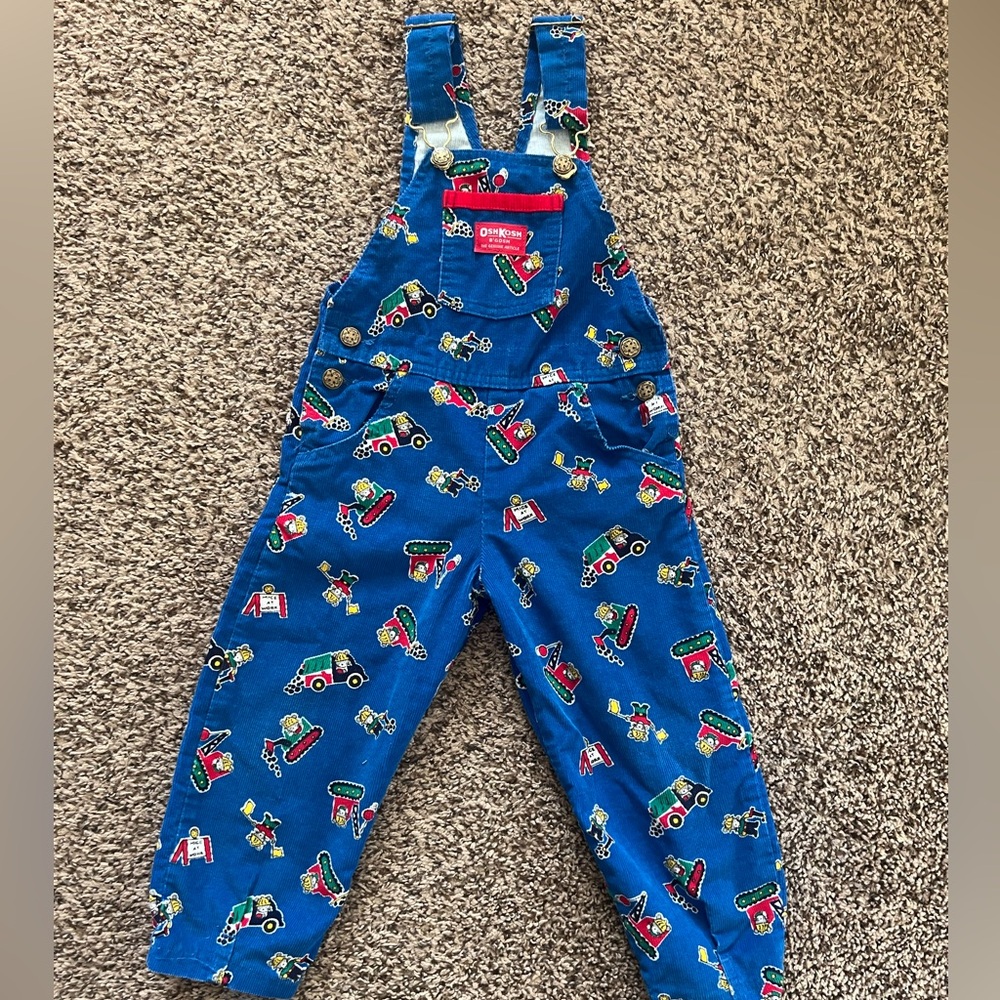 Vintage 90s OshKosh B'gosh Kids Overalls Mice at Work Tractor